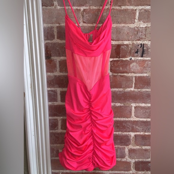 lucy in the sky neon dress Corset Bodycon Dress in Neon Orange